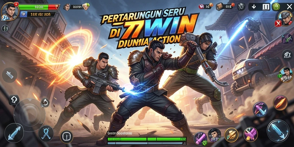 Screenshot gameplay Action di 77WIN menunjukkan pertarungan mendebarkan.