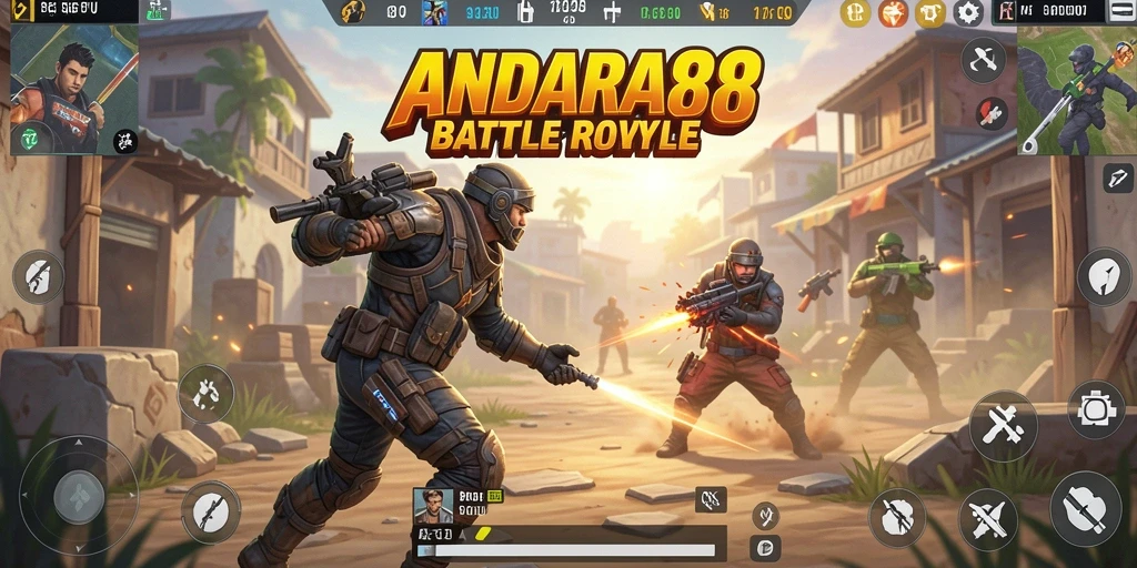 Screenshot ANDARA88 menampilkan aksi seru dalam pertarungan Battle Royale.