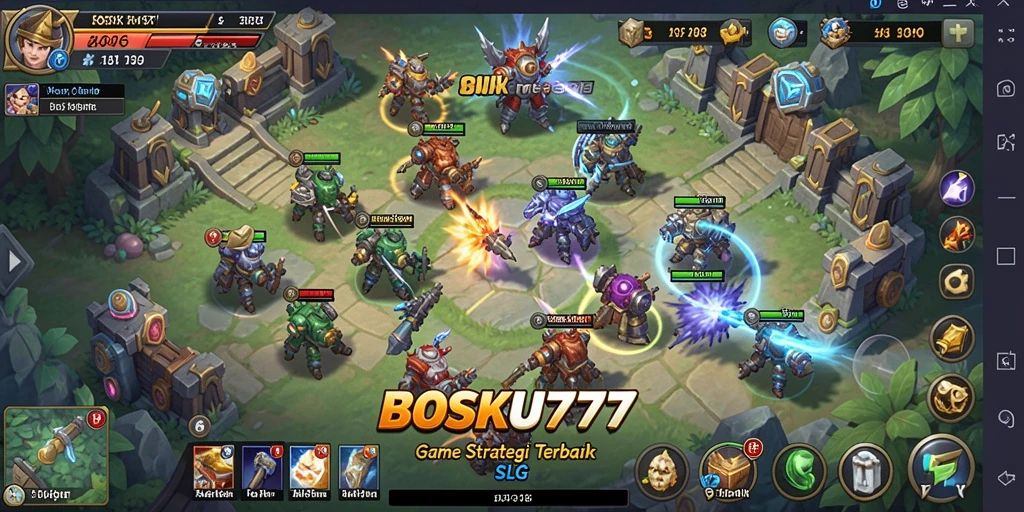 Tampilan gameplay <strong>BOSKU777</strong> menunjukkan aksi strategi yang menegangkan.