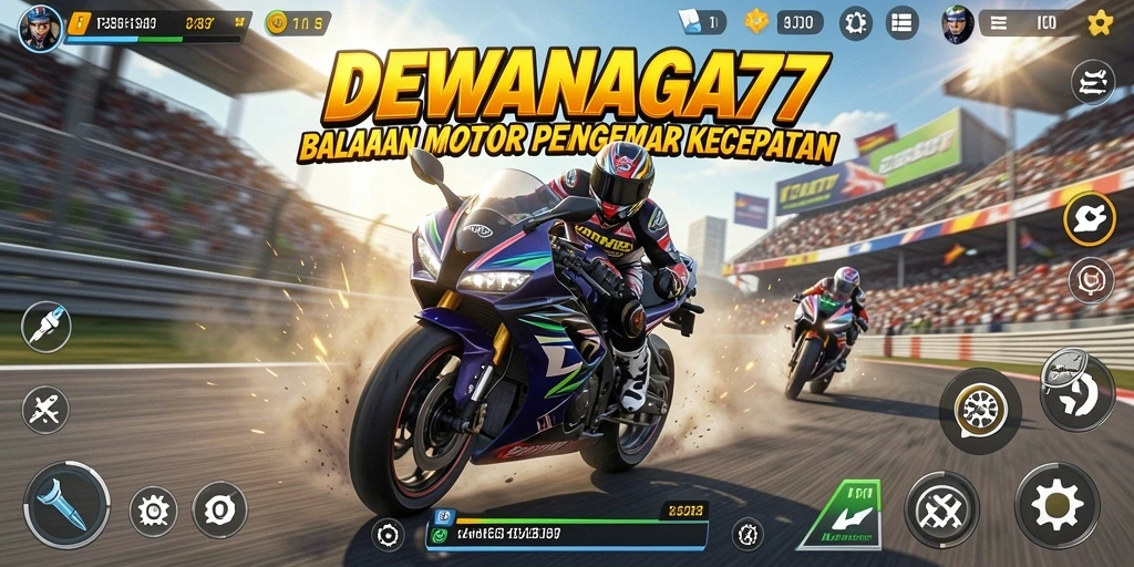 Gameplay mendebarkan DEWANAGA77 dengan kecepatan tinggi dan aksi balapan.