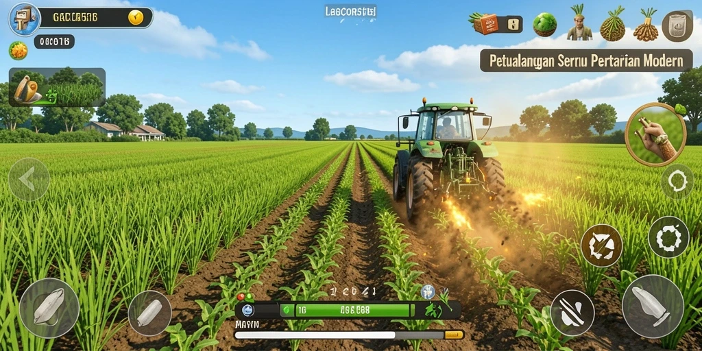Tampilan gameplay menarik GACOR518 dengan pertanian yang indah.