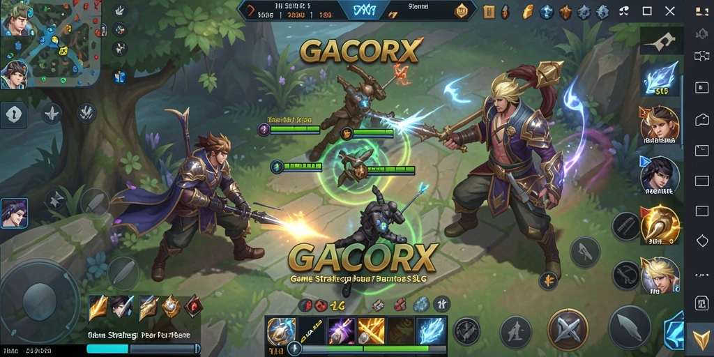 Tampilan gameplay menegangkan dan strategi kompleks di GACORX.