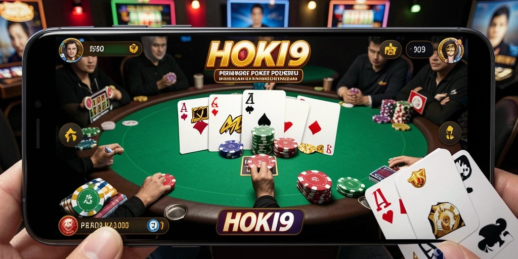 Screenshot utama HOKI9 menampilkan suasana permainan Poker yang seru.