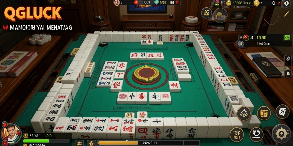 Tangkapan layar QGLUCK menampilkan gameplay Mahjong yang menantang dan menarik.