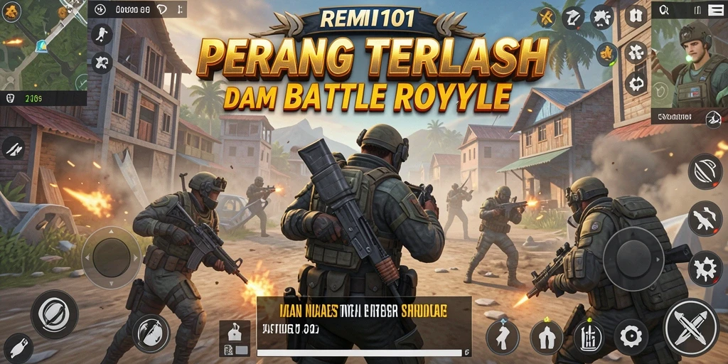 Tampilan gameplay REMI101 yang intens dan mendebarkan di medan perang Battle Royale.
