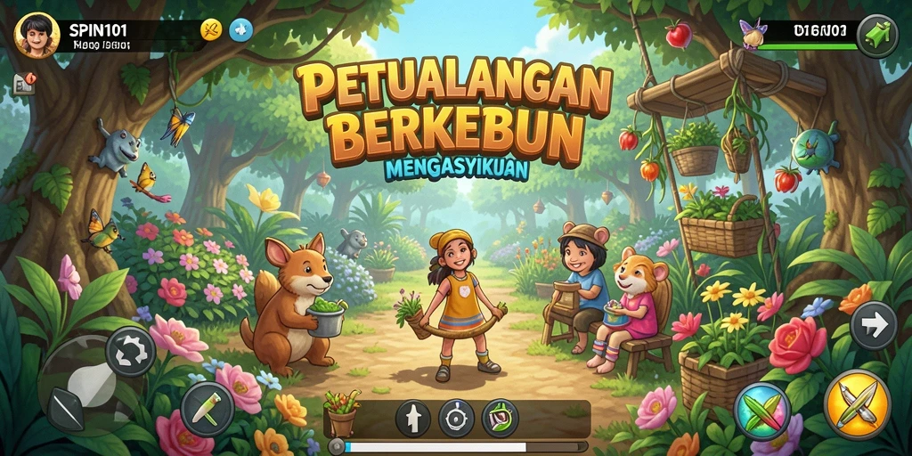 Gameplay SPIN101 yang menarik dengan berbagai tanaman dan hewan.